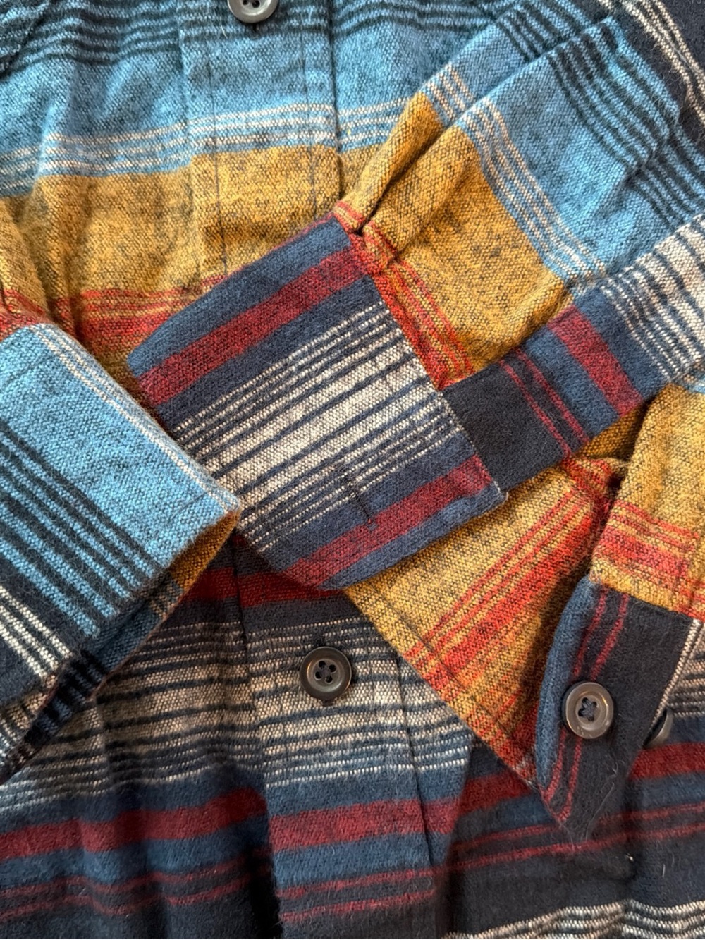 Men's L.L. Bean Chamois Flannel Shirt Southwest/Aztec Stripe Pattern Size L - Picture 6 of 13
